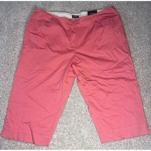 Avenue Fly Front Classic Fit Capri Pink Pants Plus Size 24‎ Stretch NWT